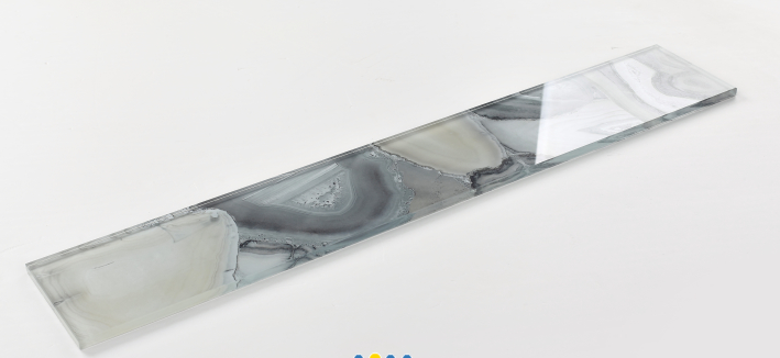 Elysium Aura Shell Grey 4x24 Glass Tile 