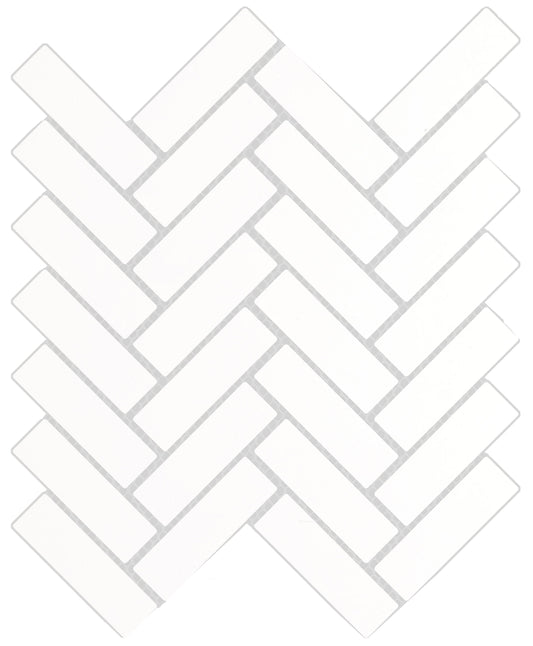 Emser Style || Pure White Polished Herringbone Mosaic 11x13 