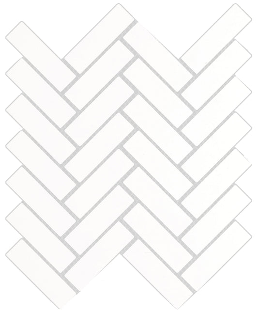 Emser Style || Pure White Polished Herringbone Mosaic 11x13 