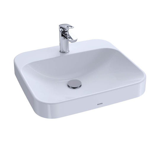 Toto - LT415G#01 - Arvina™ Rectangular 20'' Vessel Bathroom Sink with CEFIONTECT for Single Hole Faucets, Cotton White