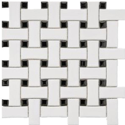 Tile White & Black Basket Weave Mosaic