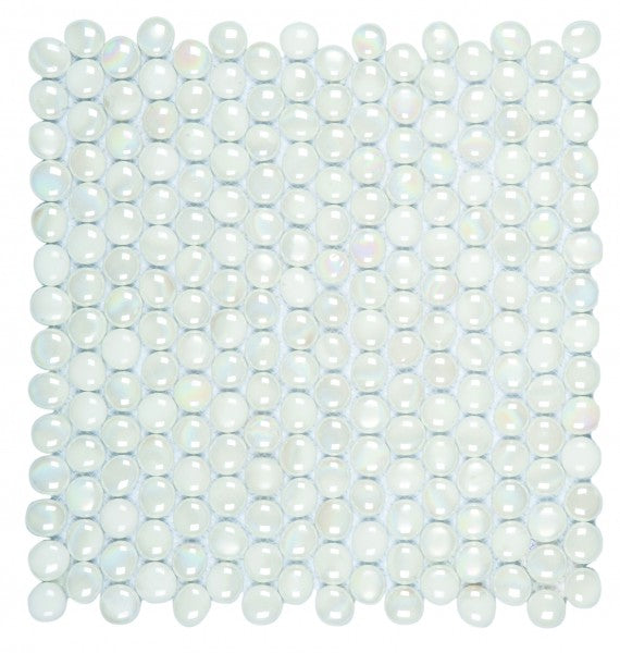 Bati Orient Mix Glass White Penny Round Pebbles Glossy 11.5x12