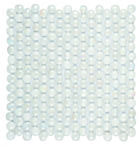 Bati Orient Mix Glass White Penny Round Pebbles Glossy 11.5x12