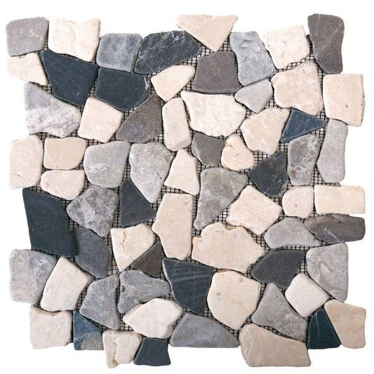 Bati Orient White/Grey/Black Opus Mosaic Interlocking 12x12