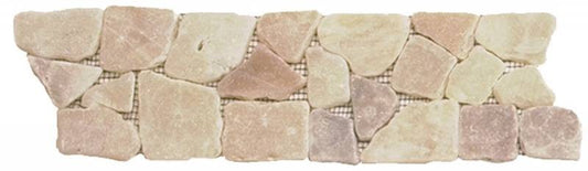 Bati Orient Onyx White Opus Mosaic Interlocking Border 4x12 