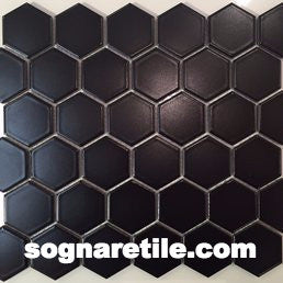 Royal Black Matte 2X2 Hexagon Mosaic (may qualify for free shipping - call us)
