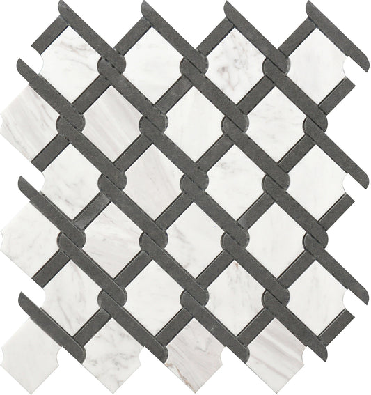Roca Tile Black & White Medallion 12”x12” Marble Mosaic