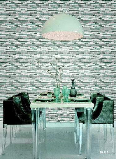 Milano Blue Glass & Stone Brick Mosaic 11.75x12 (please call us for pricing)