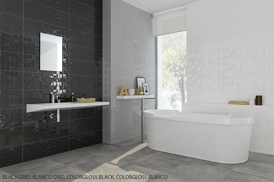 SD Color Gloss Fields Textured Grid Porcelain Wall Tile 10x30