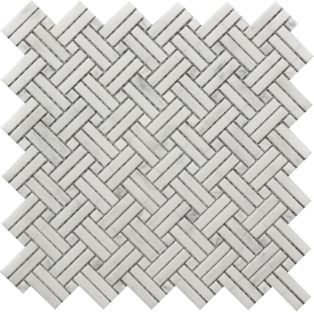 Crossed Basket Weave 12”x12” Marble Mosaic USTMCBWI003
