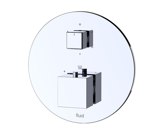 Fluid Round Plate & Square Handles Thermostatic Shower Kit FP6051243-3TH BN