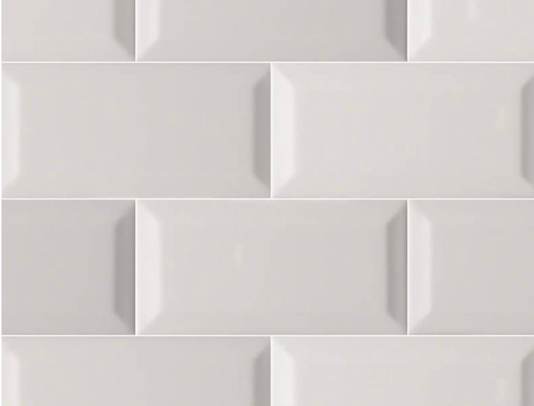 MSI Grey Glossy Subway Tile Beveled 3x6 
