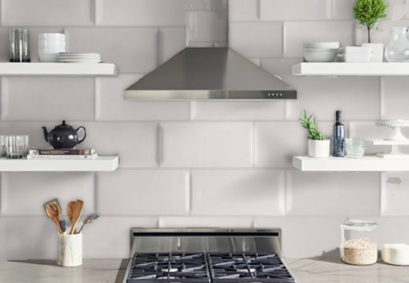 MSI Grey Glossy Subway Tile Beveled 3x6 