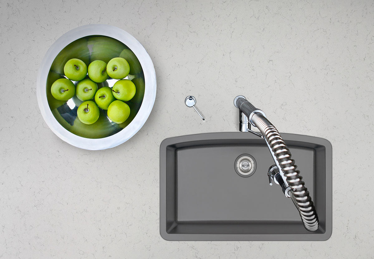 MSI Kitchen Grey Quartz Single Bowl Sink