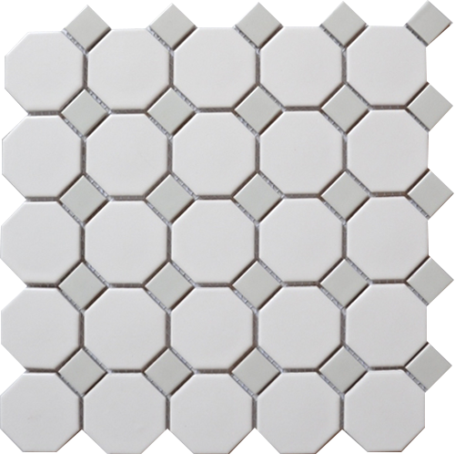 Royal White & Grey Octagonal Matte Mosaic
