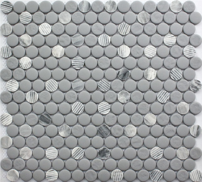 Gray Granite Gray Granite 12×12 Penny Round Mosaic  FWMGST2009