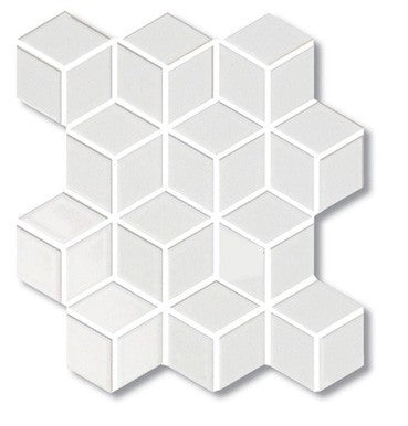 Sognare Cute White Rhombus Hexagon Cube White Glossy Mosaic 12x12
