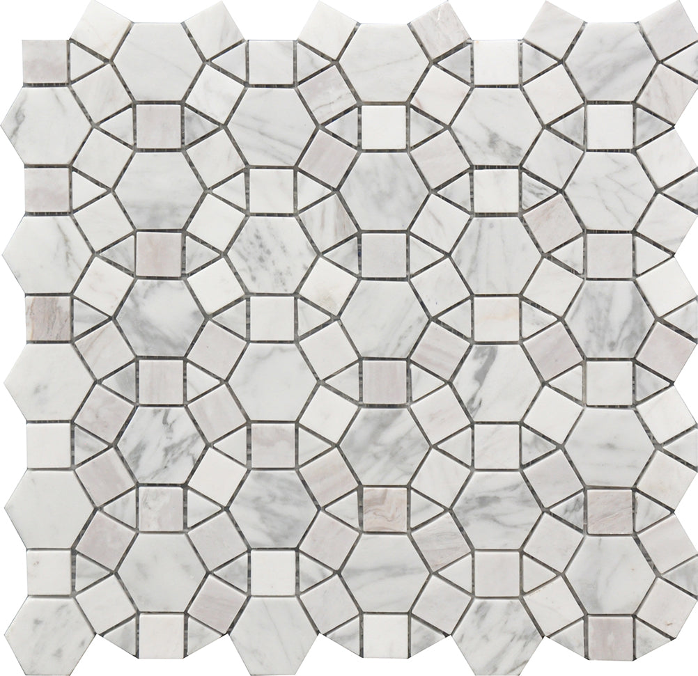 Kaleidoscope 12”x12” Marble Mosaic USTMCREY008