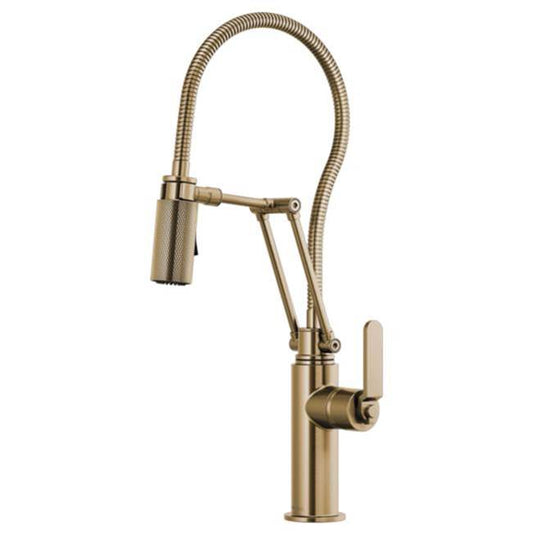 Brizo Articulating Faucet With Finished Hose Luxe Gold 