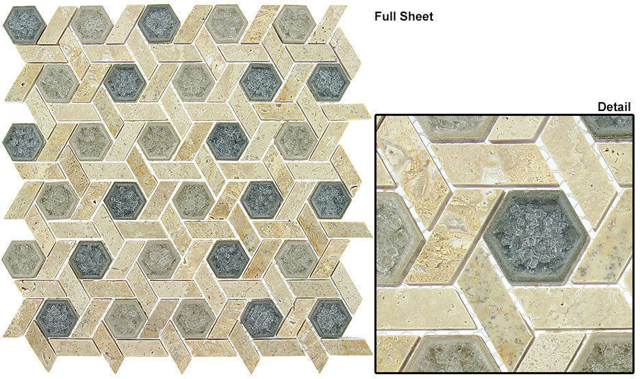 Glazzio Tiles Marble & Glass Mosaic Tranquil Hexagon Mansion Drive TS954