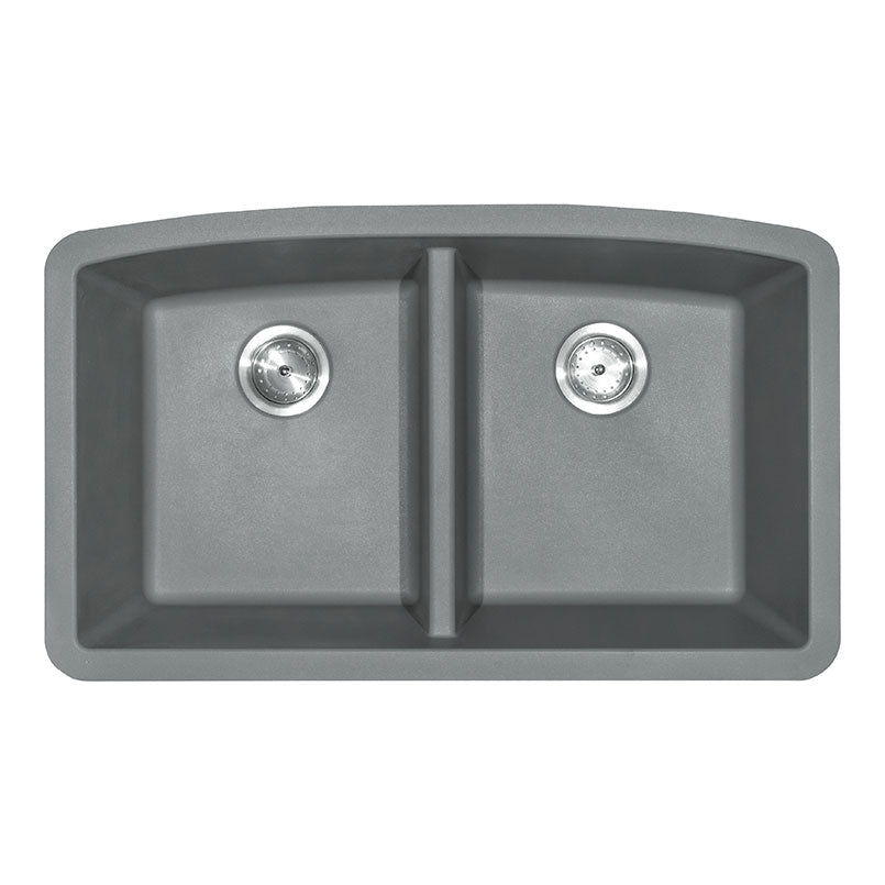 MSI Kitchen Grey Quartz Double 50/50 Sink