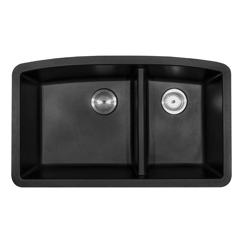 MSI Kitchen Black Quartz Double Sink 60/40 