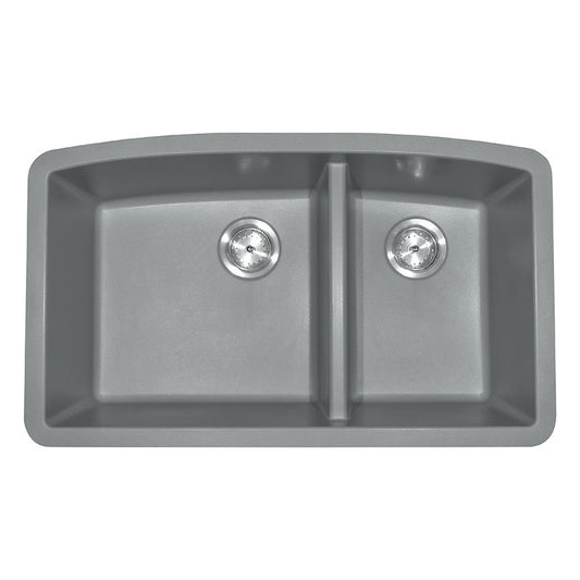 MSI Kitchen Grey Quartz Double Bowl 60/40 Sink