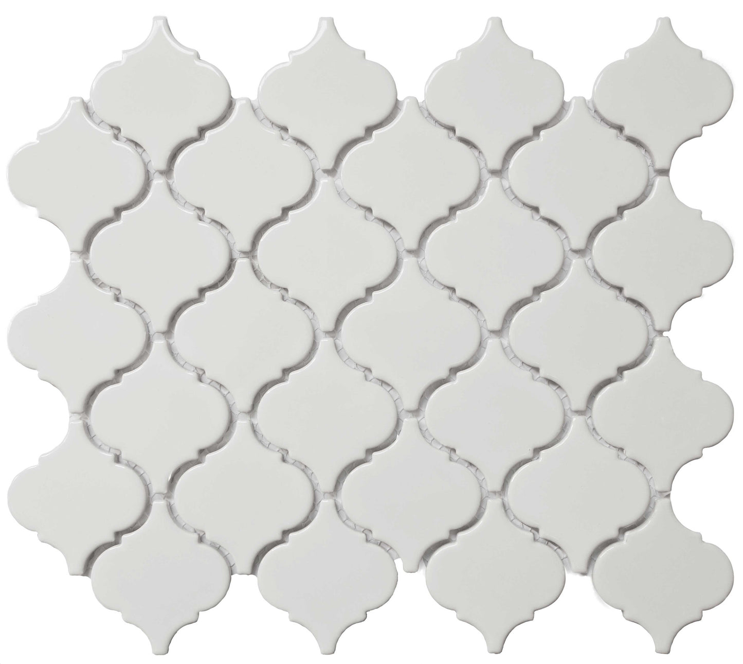 Royal White Glossy Arabesque Lantern Mosaic