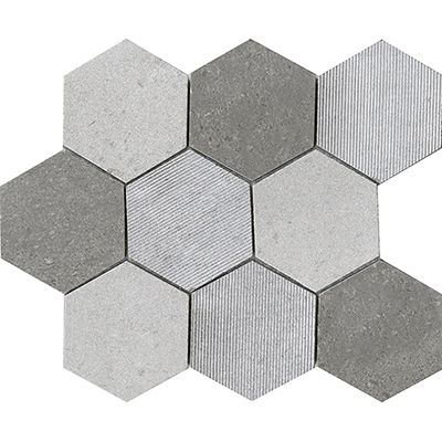 Porcelanosa World Hexagon Text. Grey 12x10