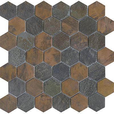 Porcelanosa Worn Hexagon Copper 12x12